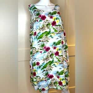 Cynthia Rowley “Curve” Linen Shift Dress, Nostalgic Amalfi Coast Pattern, 1X NWT